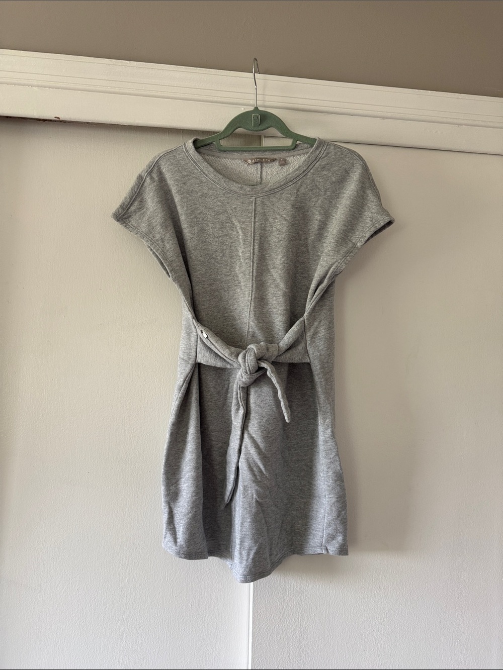 Athleta Light Gray Tie-Front Mini Dress